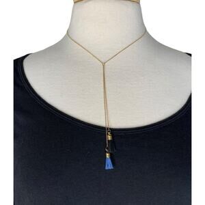 SHIRALEAH New Fringe Delicate Blue Black Gold-Tone Aerin Necklace NWT